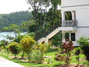 These condominiums are very close to Lake Arenal's warm waters.